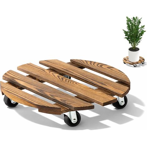 Chariot pour plantes rond 30x30 cm, 1 pièce, chariot à roulettes pour plantes rond, plateau roulant pour plantes capacité de 90 kg, chariot pour plantes d'extérieur, sous-pot de fleurs avec (1/5)