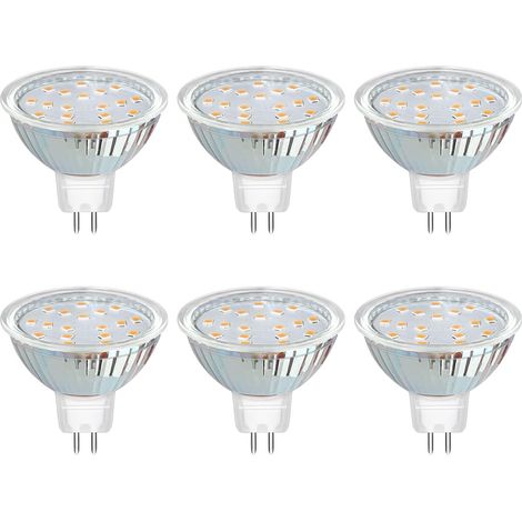 Ampoule GU5.3 LED 12V 3W Blanc Chaud 3000K 300LM, Ø50mm MR16, 120 Degrés, Équivalent GU5.3 20W Halogen, AC/DC 12V Spot LED GU5.3 pour Cuisine Armoire, Non-dimmable, lot de 6 [Classe énergétique F] (1/5)