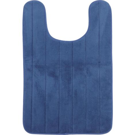 Tapis de Sol pour Toilettes en Corail Velours Forme U Mémoire de Forme Antidérapant Absorbant 50X80 CM Couleur Bleu Marine Tapis de Bain Confortable et Hygiénique pour (1/5)