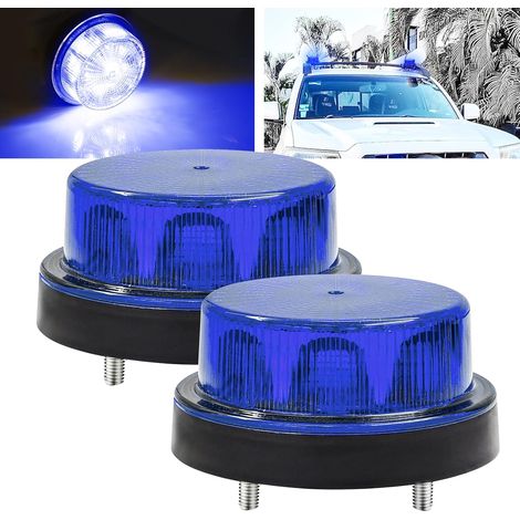 LED-Rundumleuchte – 2er-Set – Polycarbonat und ABS – 360°-Blinklicht – Für Lkw und Gabelstapler – Blau (1/5)