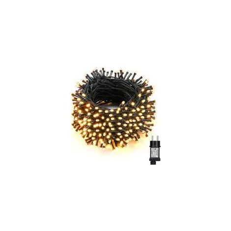 Luci natalizie da esterno, 30 m, 300 LED, luce bianca calda, impermeabili, 8 modalità, adatte per interni, casa, feste, matrimoni, alberi, festival, giardino, filo verde - Crezuo