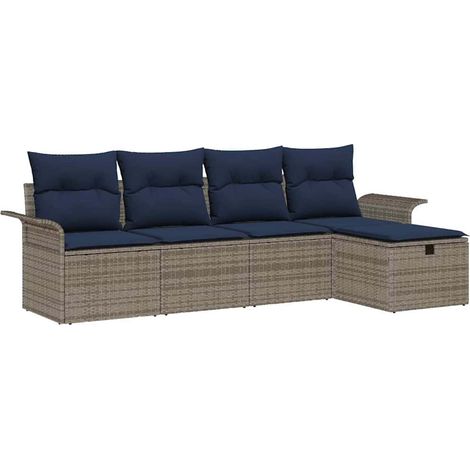 Maison Exclusive - Gartensofa-set mit Kissen 5 pcs Grau und Marin