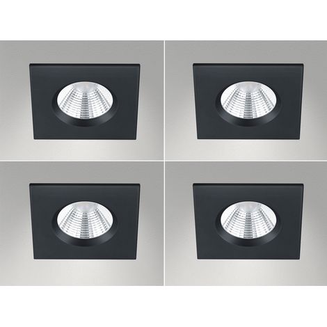 4er SET IP65 LED Deckeneinbaustrahler Schwarz eckig, dimmbar, 8,5cm (1/5)