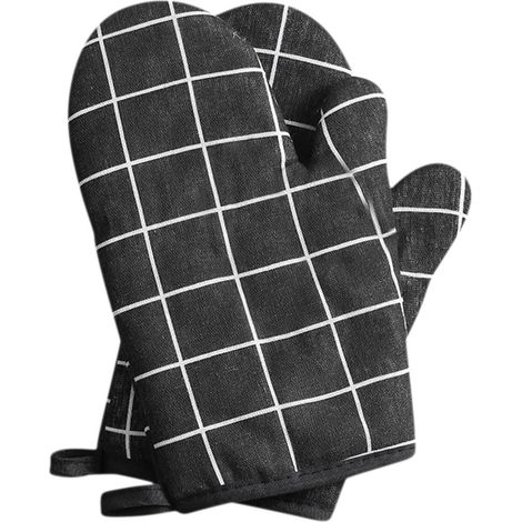 Confezione da 2 guanti da forno/grill - Guanti da cucina con design antiscivolo, adatti per cucinare, cuocere al forno e grigliare, neri.