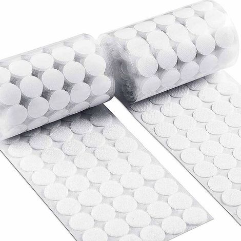 Scratch Autocollant Rond, Cercles avec Crochets et Boucles Auto-adhésifs 500 Paires Monnaies Arrière Hook & Loop Pastille Adhésif, Blanc (15mm) (1/5)