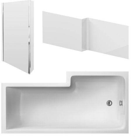 Balterley 1800mm Left-Hand Square Shower Bath And Panel Set