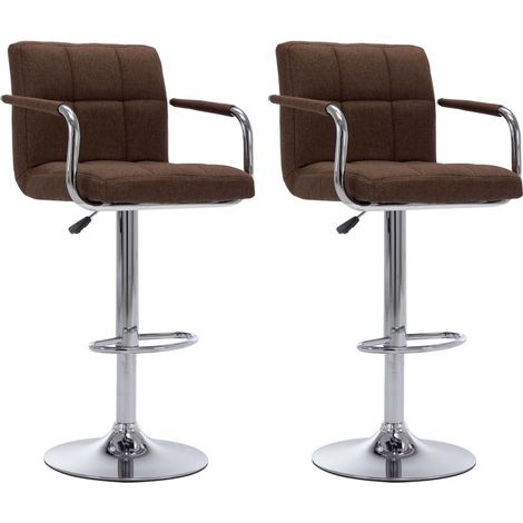 Chaises de bar 2 pcs Marron Tissu (1/5)