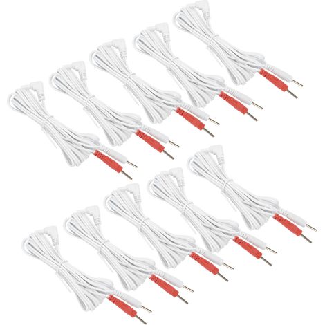 10 pièces/sachet de câbles d'électrodes à broches 2-en-1 de 2,35 mm et 1,8 m pour appareil TENS de physiothérapie (1/5)