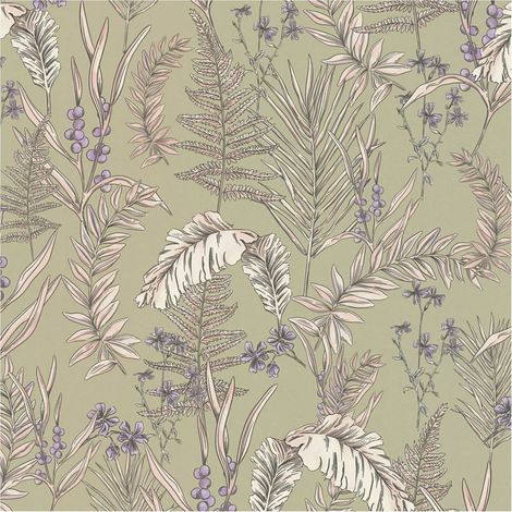 Flowers wallcovering wall Profhome 394343 hot embossed non-woven wallpaper slightly textured with floral ornaments matt grey cream purple violet 5.33 m2 (1/5)