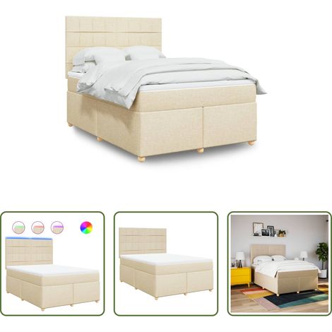 Matratze - Boxspringbett mit Matratze Creme 160x200 cm Stoff (1/5)