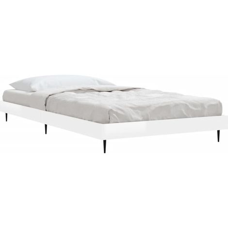 Bed Frame without Mattress High Gloss White 90x190 cm Single vidaXL (1/4)