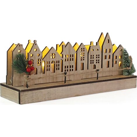 Casette decorative in legno di abete con led, 35x10x12 cm (kit da 5)