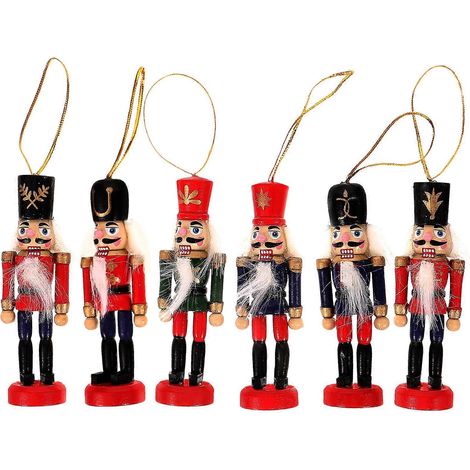 6-teiliges Set Weihnachtsanhänger mit Nussknacker-Puppenmotiv, Weihnachtsbaumschmuck-8X3.5X3CM (1/3)