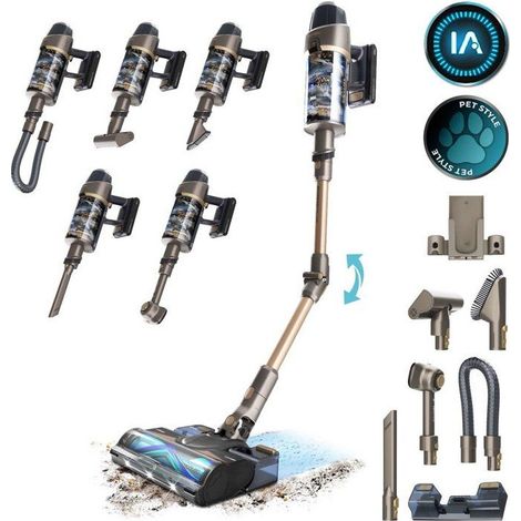 Aspirapolvere a traino senza fili Cecotec Conga Rockstar RX90 AI AquaPet Flex 350 aWet 100 min Oro