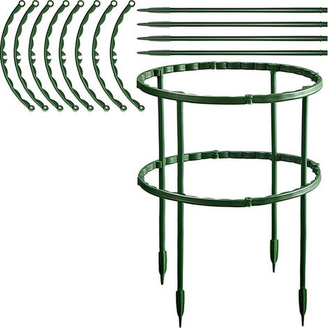 Arceau pour Plantes en Plastique Vert - 8 Demi-Cercles et 4 Barres Droites, Dimensions 15.5x26cm, Support pour Hortensias, Roses et Tomates (1/5)