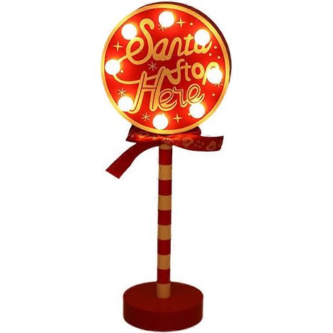 Vintage-Weihnachtsdekoration: LED-Lichtschild „Nordpol“, Tischdekoration aus Holz, Weihnachtsdekoration D (1/5)