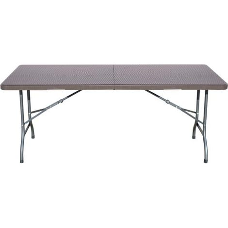 Mesa plegable polietileno imitación ratán marrón -