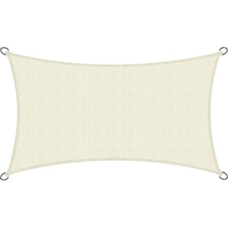 RHG Voile d'ombrage 300x200cm - HDPE Tissus Respirant - Crème - Voile d'ombrage rectangulaire - Toile terrasse Protection UV，