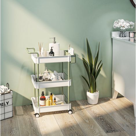 mobile contenitore 50x29,4x77 cm con 4 ruote bianco OKMYHOME (1/4)