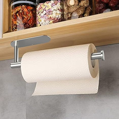 Porte-rouleau de cuisine sous meuble, support en acier inoxydable pour essuie-tout sur plan de travail, porte-rouleau adhésif mural pour cuisine, essuie-tout en acier inoxydable pour salle de bain, ar