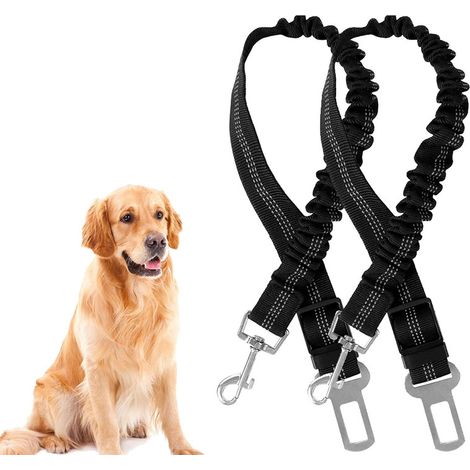 Lot de 2 ceintures de sécurité pour chat et chien avec absorption des chocs et mousqueton, adaptées à tous les types de voitures (1/5)