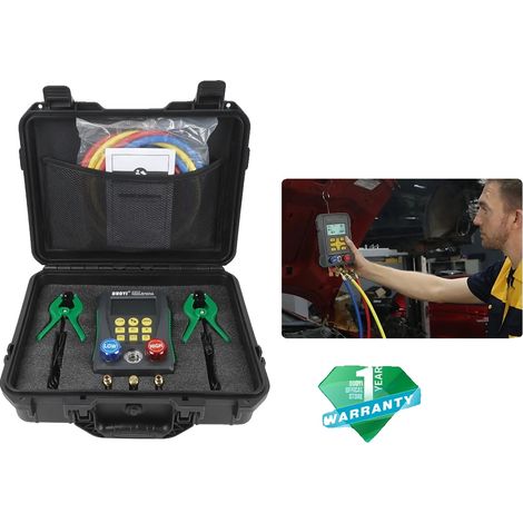 Vacuómetro para aire acondicionado, 200 PSI o superior, pantalla LCD digital retroiluminada, medición de doble presión, plásticos de ingeniería de alta resistencia, 37 x 30 x 11 cm (1/5)