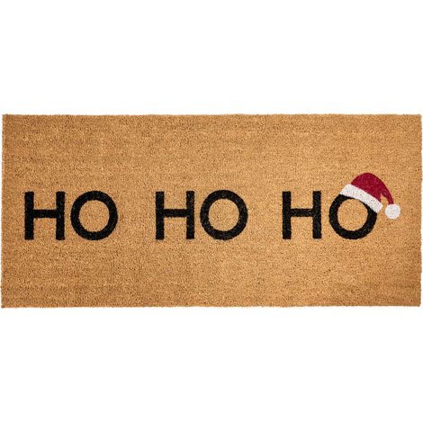 Felpudo de fibra de coco con motivo navideño Merry Christmas antideslizante 55 x 120 cm natural Palakpakin (1/5)