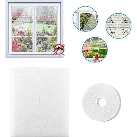 1pcs Moustiquaire Fenêtre,avec 1 Auto-Rubans Adhésifs,150 x 150cm Filet Moustiquaire Auto-Adhésif,Moustiquaire Fenêtre Découpable (1/5)