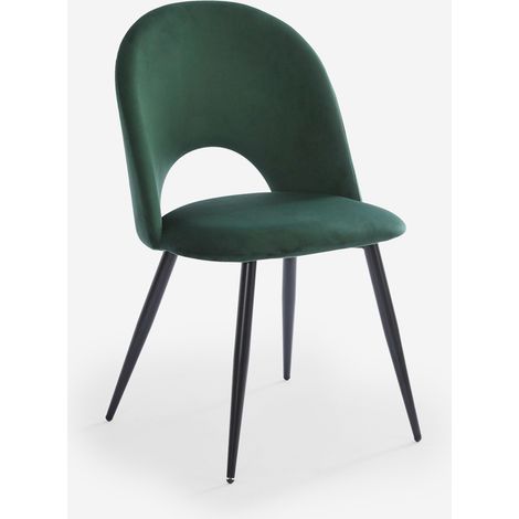 Sedia moderna in velluto e imbottita per sala da pranzo cucina Zarda - Verde