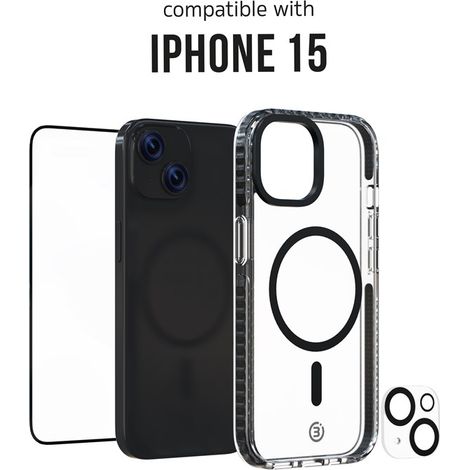 3sixT 65918 Funda para iPhone 15 Plus Protector Pantalla y protección de cámara/Incl. Fundas de móvil Cristal blindado Protector de cámara a Prueba de Golpes/Funda 3en1 iPhone 15 Plus Magsafe Case (1/5)