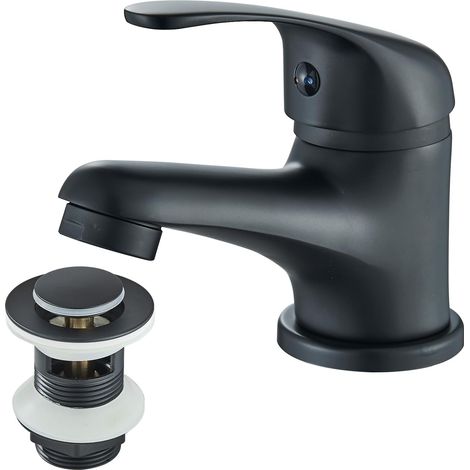 Basin Taps,Bathroom Sink Taps with Pop up Waste，Washroom Single Lever Brass Mixer Tap，Black Bathroom Sink Taps zamery (1/5)