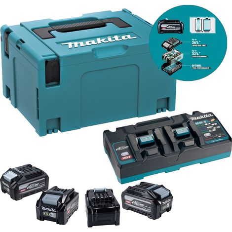 Makita 40V XGT Power Source Kit 4 BL4040F 4.0Ah Tabless Batteries DC40RB Charger