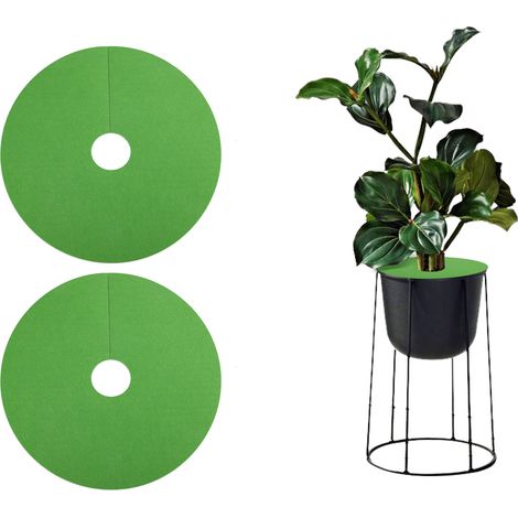 Unkrautbekämpfungsmatte aus Vliesstoff, 2 Stück, 70 cm/80 cm Durchmesser, 8 cm Loch in der Mitte, grün (1/5)