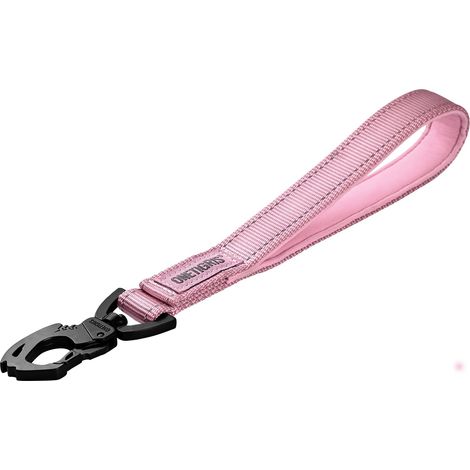 1 - Laisse courte - Chien moyen - Nylon réfléchissant - Poignée rembourrée - Entraînement et contrôle - Rose - 30x2,5cm (1/5)