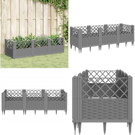 Pflanzkasten mit Erdspießen Hellgrau 123,5x43,5x43,5 cm PP - Gartenpflanze - Pflanzkasten - Balkonpflanzen - Gartenmöbel - Polypropylen - Home & Living (1/5)