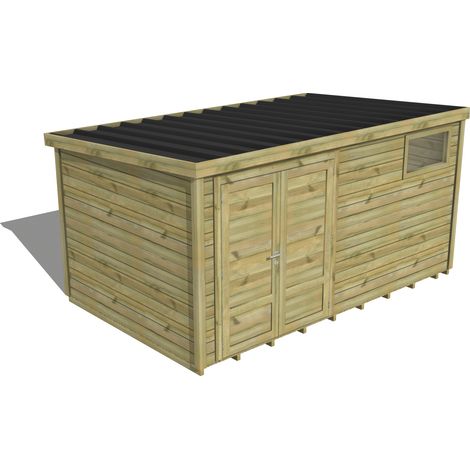 ABRI DE JARDIN bois traité 27mm, Essentiel, 4,3x2,6m, 11m2, Plancher (1/3)