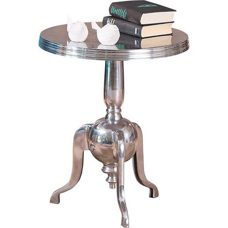 Table d'appoint ronde métal argenté Nemo D 50 cm (1/5)