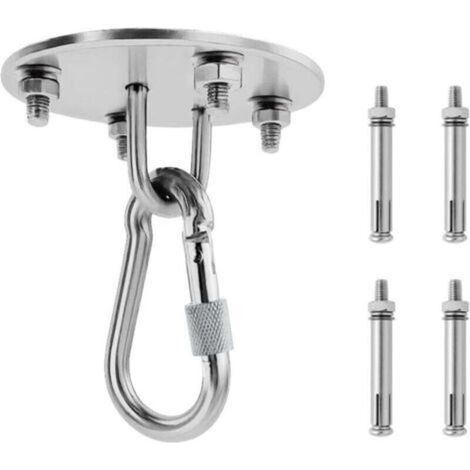 Gancio girevole da soffitto in robusto acciaio inox, portata 450 kg, con fissaggio a vite per appendere sedie, altalene, asciugamani da yoga, sacchi da boxe, amache