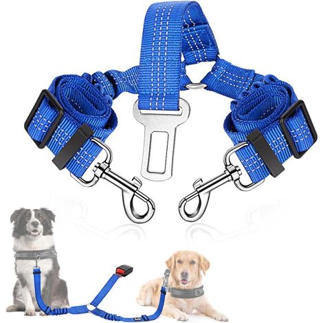 Anschnallgurt Hund Auto verstellbar 2 Mittel in 1 Hellblau (1/5)