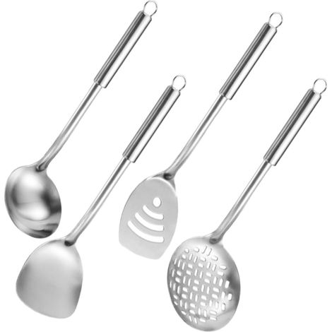 Set Ustensiles Cuisine Acier Inoxydable Spatules Ergonomiques Brûlure pour Cuisine Domestique et Professionnelle Protection des Revêtements et Poignée Antidérapante (1/5)