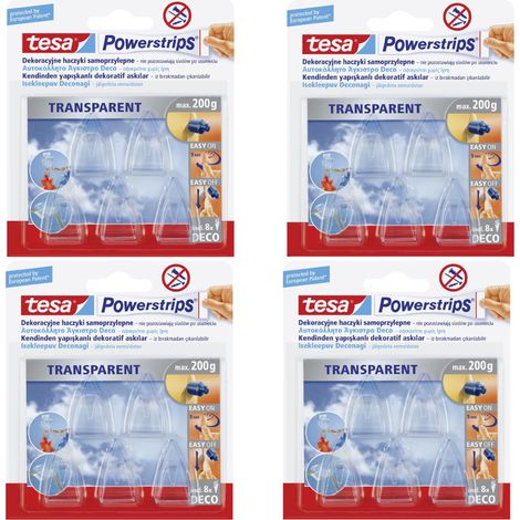 TESA Selbstklebende Haken für Fensterdekorationen bis 0,2 kg, transparent, 5 Stück x4 (1/5)