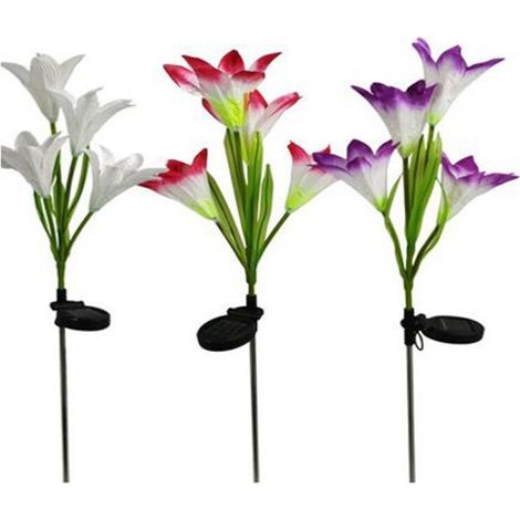 Lampes solaires d'extérieur pour le jardin, lot de 3 lampes solaires à fleurs, lampes solaires LED à changement de couleur-AquaForge