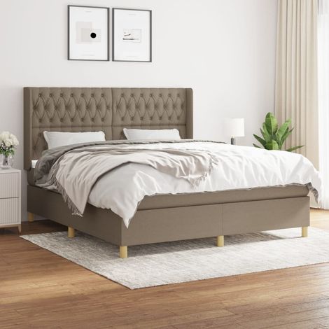 Lit double Lit à sommier tapissier avec matelas Lit Adulte Taupe 180x200 cm Tissu BVM18893 (1/5)