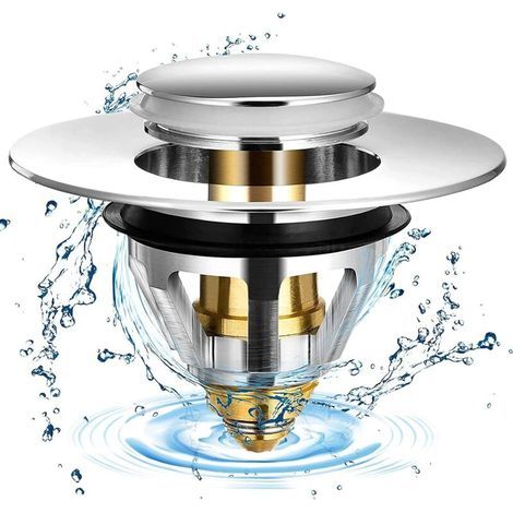 Go Swing Bands Bonde Popup Universel Bouchon Lavabo en Acier Inoxydable avec 2 Joints pour évier Entre 32 et 38 mm (1Pcs) (1/4)