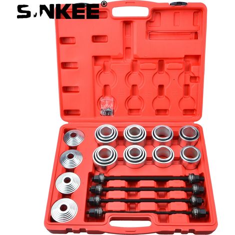 Set di attrezzi universali per manicotti, 20 manicotti a pressione, diametri interni 34-72 mm, diametri esterni 44-84 mm, 4 aste di trazione, 4 bulloni di spinta (1/5)