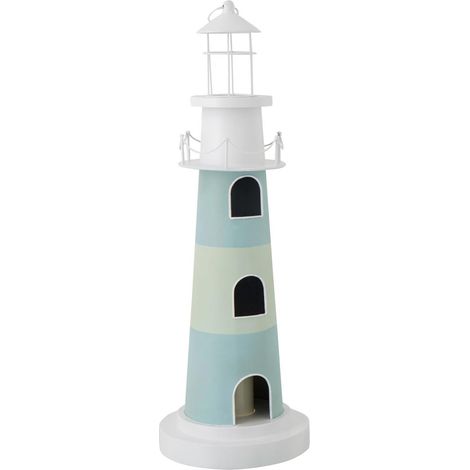 Phare Déco Lumineux "Mer" 84cm Bleu Clair & Blanc (1/3)