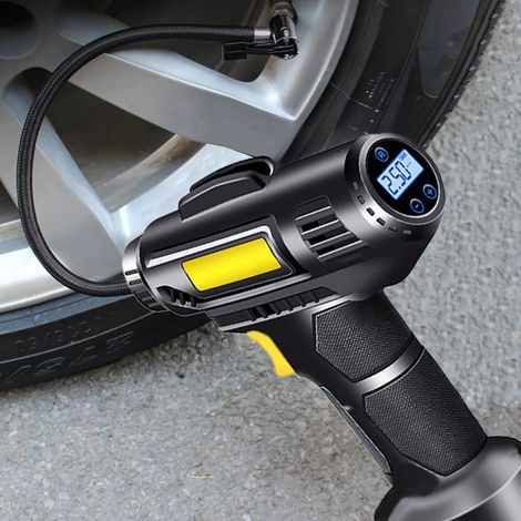 Compresseur d'air pour voiture, gonfleur de pneus numérique, arrêt automatique, portable avec lampe LED, 4 unités de pression, cordon de 8ft, aiguilles adaptées pour voitures, vélos et balles. (1/4)