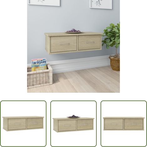 Schubladenregal - Wand-Schubladenregal Sonoma-Eiche 60x26x18,5 cm Holzwerkstoff (1/5)