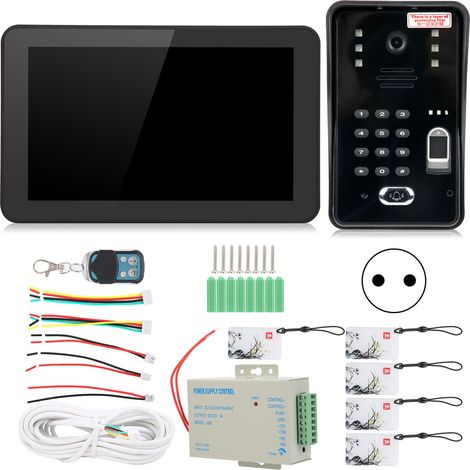 9in Interphone Vidéo Filaire WiFi avec Empreinte Digitale Mot de Passe Carte IC Déverrouillage à Distance 100-240V Fiche UE (1/5)
