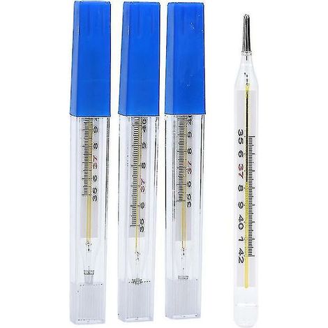 Lot de 2 thermomètres en verre à mercure – Mesure précise 35,0 à 42,0 °C – Temps de mesure 5 minutes – Pour adultes